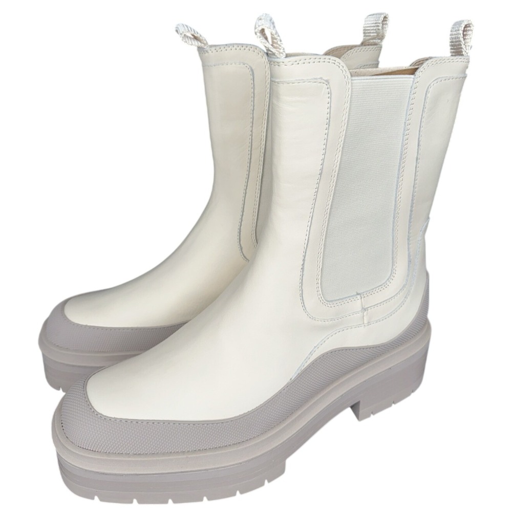 Sam Edelman Lulia Water Resistant Leather Chelsea Boots Womens Size 10 Ivory